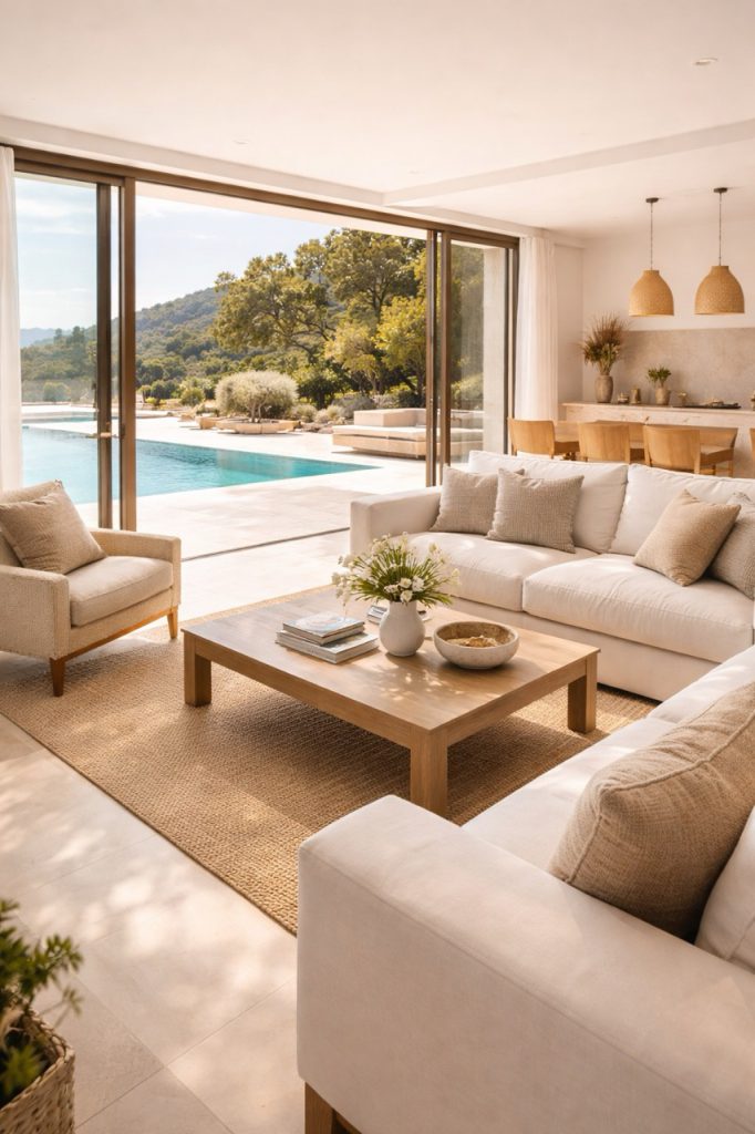 Villa management team op Ibiza tijdens een inspectieronde.